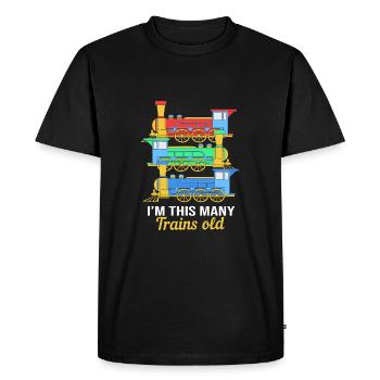 Anniversaire des enfants Train Train Conducteur Locomotive - T-shirt Premium bio Homme - noir - Devant - Nico (187cm)