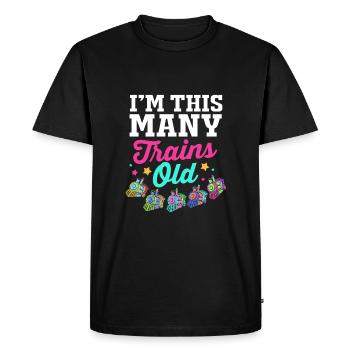 Anniversaire des enfants Train Train Conducteur Locomotive - T-shirt Premium bio Homme - noir - Devant - Nico (187cm)