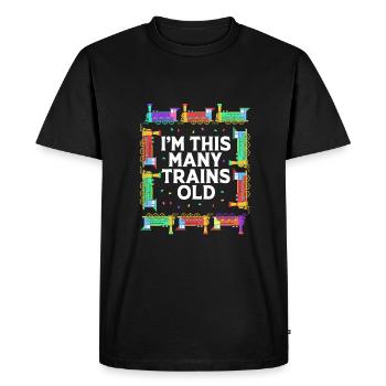Anniversaire des enfants Train Train Conducteur Locomotive - T-shirt Premium bio Homme - noir - Devant - Nico (187cm)