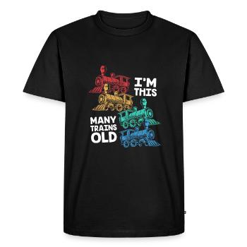 Anniversaire des enfants Train Train Conducteur Locomotive - T-shirt Premium bio Homme - noir - Devant - Nico (187cm)