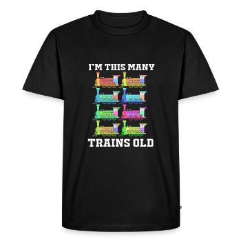 Anniversaire des enfants Train Train Conducteur Locomotive - T-shirt Premium bio Homme - noir - Devant - Nico (187cm)