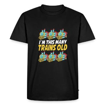 Anniversaire des enfants Train Train Conducteur Locomotive - T-shirt Premium bio Homme - noir - Devant - Nico (187cm)
