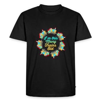 Anniversaire des enfants Train Train Conducteur Locomotive - T-shirt Premium bio Homme - noir - Devant - Nico (187cm)