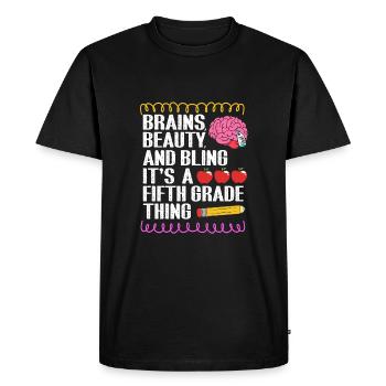 5th Grade - Men's Premium Organic T-Shirt - black - Front - Nico (187cm)