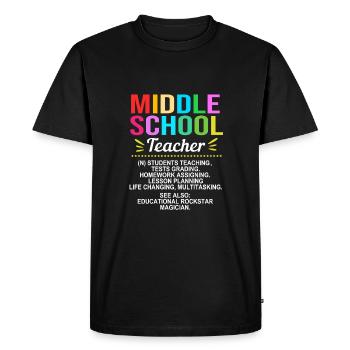 Enseignants de collège - T-shirt Premium bio Homme - noir - Devant - Nico (187cm)