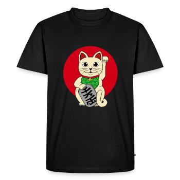 Lucky Cat - Men's Premium Organic T-Shirt - black - Front - Nico (187cm)