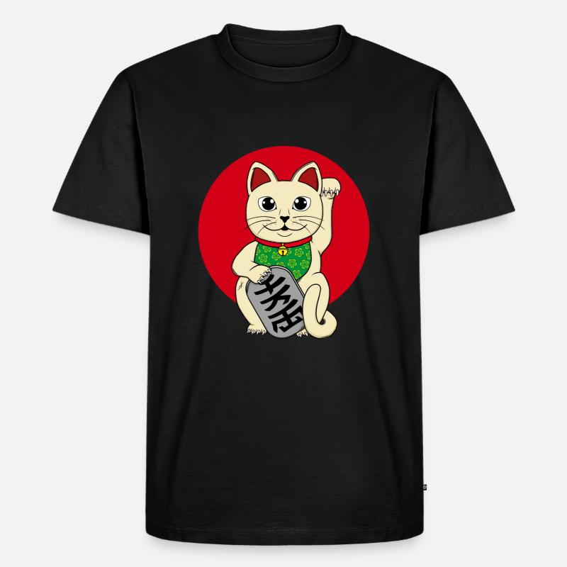 Glückskatze - Männer Premium Bio T-Shirt - Schwarz