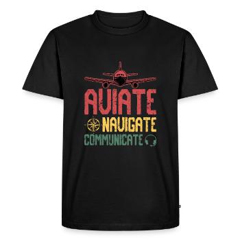 Aviate, naviguer, communiquer - T-shirt Premium bio Homme - noir - Devant - Nico (187cm)