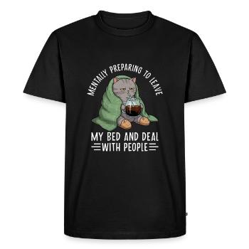 Préparer mentalement le chat - T-shirt Premium bio Homme - noir - Devant - Nico (187cm)