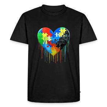 Autisme Puzzle Coeur - T-shirt Premium bio Homme - noir - Devant - Nico (187cm)