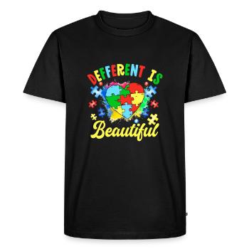 Différent, c’est beau - T-shirt Premium bio Homme - noir - Devant - Nico (187cm)