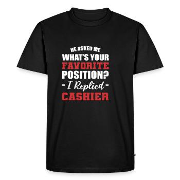 Favorite Position Hardworking Staff Gift - Men's Premium Organic T-Shirt - black - Front - Nico (187cm)