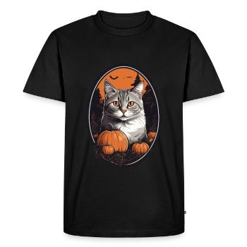 Chat d’Halloween - T-shirt Premium bio Homme - noir - Devant - Nico (187cm)