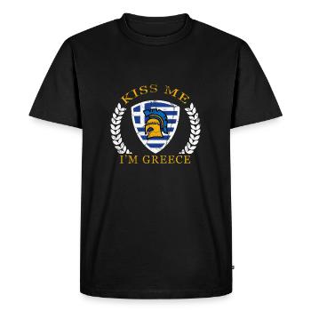 Grèce bisous - T-shirt Premium bio Homme - noir - Devant - Nico (187cm)