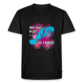 I dream of manatee and dugong - Men's Premium Organic T-Shirt - black - Front - Nico (187cm)