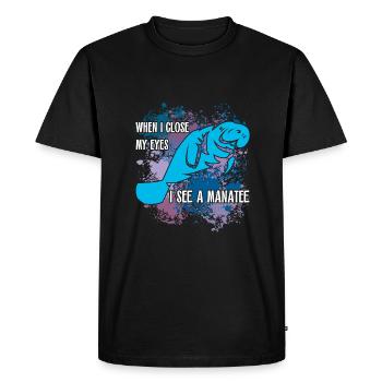 I dream of manatee and dugong - Men's Premium Organic T-Shirt - black - Front - Nico (187cm)