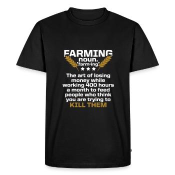 farming farmer - Men's Premium Organic T-Shirt - black - Front - Nico (187cm)