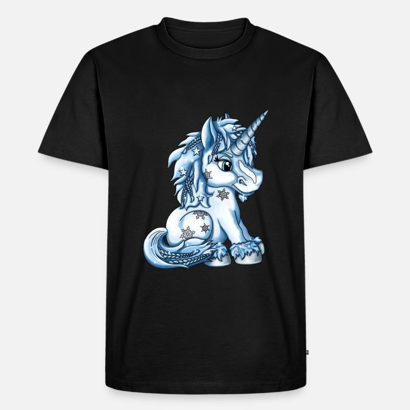 Eisiges Schnee Einhorn fantasy Illustration - Männer Premium Bio T-Shirt - Schwarz