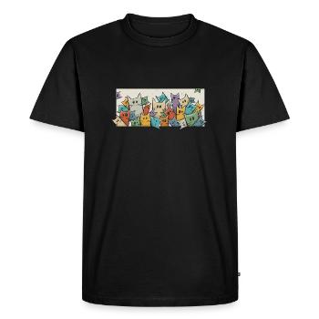 Beaucoup de chats mignons et bizarres ! Bizarre Dessin Animé Chaton - T-shirt Premium bio Homme - noir - Devant - Nico (187cm)