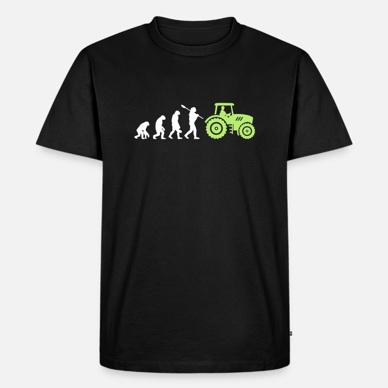 Evolution Farmer and Tractor - Männer Premium Bio T-Shirt - Schwarz