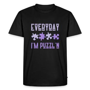 Tous les jours je suis Puzzl’n Jigsaw Puzzle Master Déroutant - T-shirt Premium bio Homme - noir - Devant - Nico (187cm)
