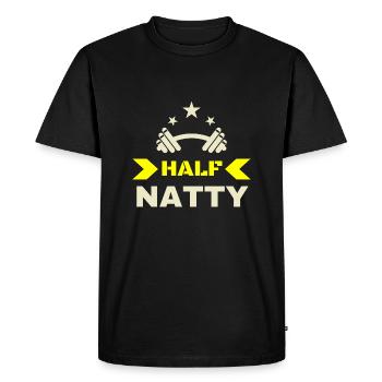 Moitié Natty Moitié Naturel Drôle Fitness Musculation - T-shirt Premium bio Homme - noir - Devant - Nico (187cm)