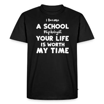 Je suis devenu psychologue scolaire y... - T-shirt Premium bio Homme - noir - Devant - Nico (187cm)