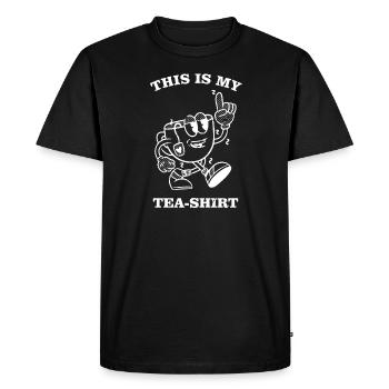 Ceci est mon drôle de buveur de thé de tee-shirt - T-shirt Premium bio Homme - noir - Devant - Nico (187cm)