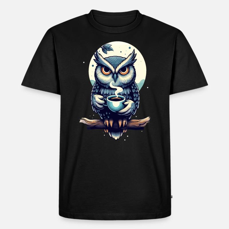 Nachtwächter-Eule - Männer Premium Bio T-Shirt - Schwarz