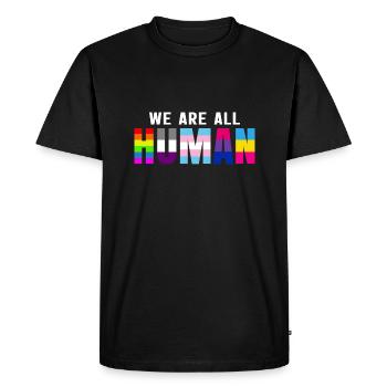 Nous sommes tous humains - T-shirt Premium bio Homme - noir - Devant - Nico (187cm)
