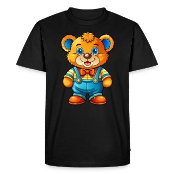 Teddy with trousers - Men's Premium Organic T-Shirt - black - Front - Nico (187cm)