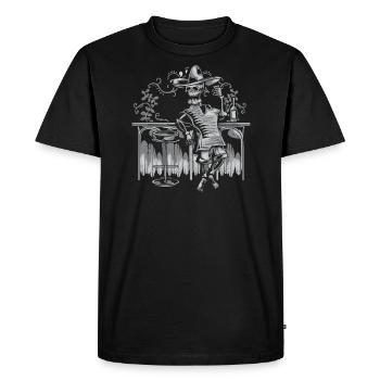 Drinking Skeleton - Halloween - Men's Premium Organic T-Shirt - black - Front - Nico (187cm)