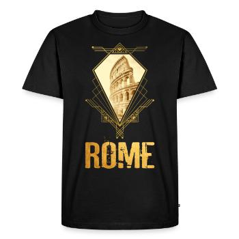 Rome Italie Ville Skyline Colisée Ornement en Or - T-shirt Premium bio Homme - noir - Devant - Nico (187cm)