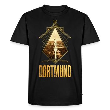 Dortmund Germany City Skyline Gold Love - Men's Premium Organic T-Shirt - black - Front - Nico (187cm)
