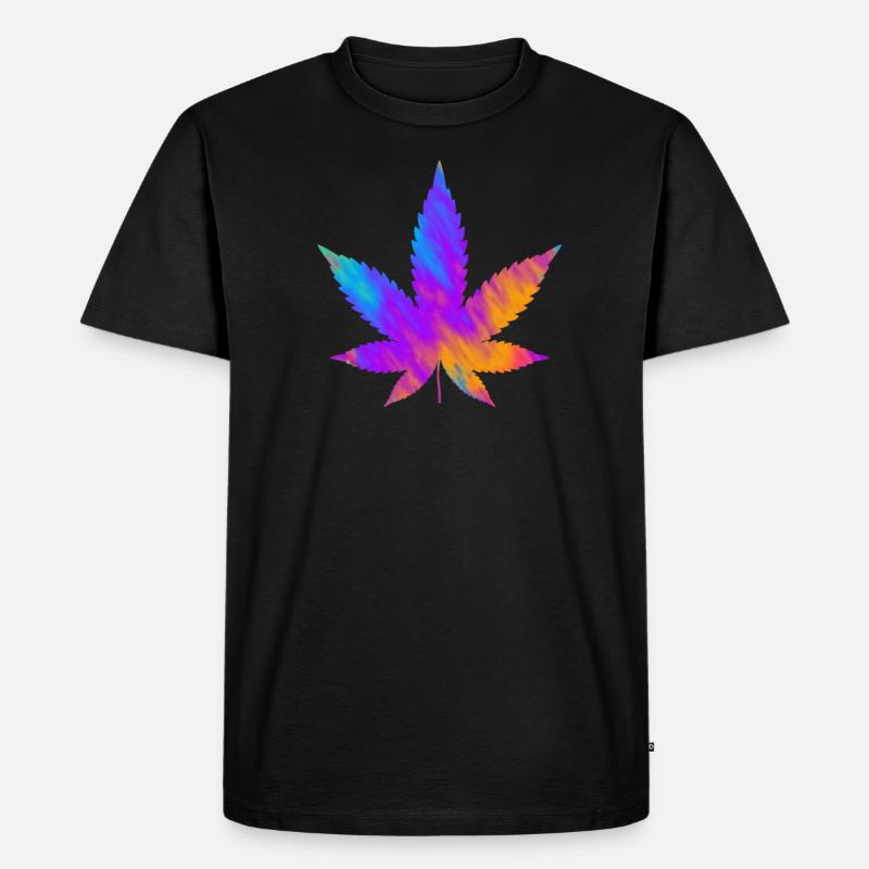 Cannabis Blatt | Hanfblatt Bunt - Männer Premium Bio T-Shirt - Schwarz