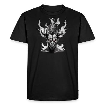 Portrait du diable démon démon brûlant le feu - T-shirt Premium bio Homme - noir - Devant - Nico (187cm)