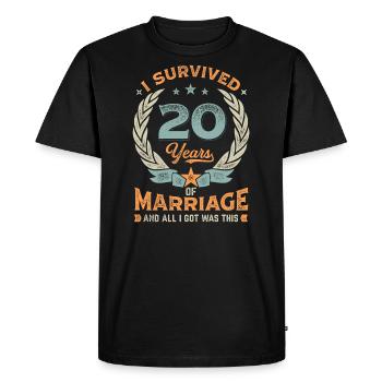 J’ai survécu à 20 ans de mariage - T-shirt Premium bio Homme - noir - Devant - Nico (187cm)
