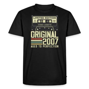 17th Retro Style Anniversary Gift 2007 - Men's Premium Organic T-Shirt - black - Front - Nico (187cm)
