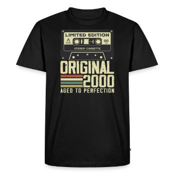 24th Retro Style Anniversary Gift 2000 - Men's Premium Organic T-Shirt - black - Front - Nico (187cm)