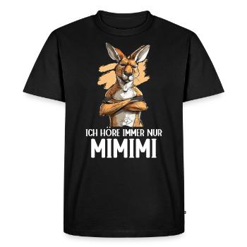 Kangourou marsupial Kangourou J’écoute toujours Mimimi - T-shirt Premium bio Homme - noir - Devant - Nico (187cm)