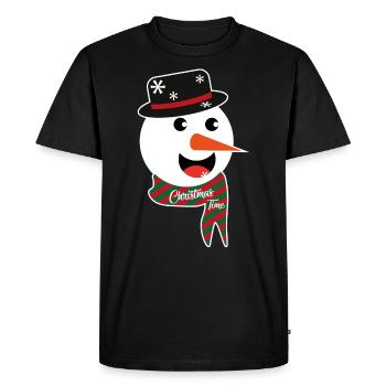 Christmas Time Snowman - Men's Premium Organic T-Shirt - black - Front - Nico (187cm)