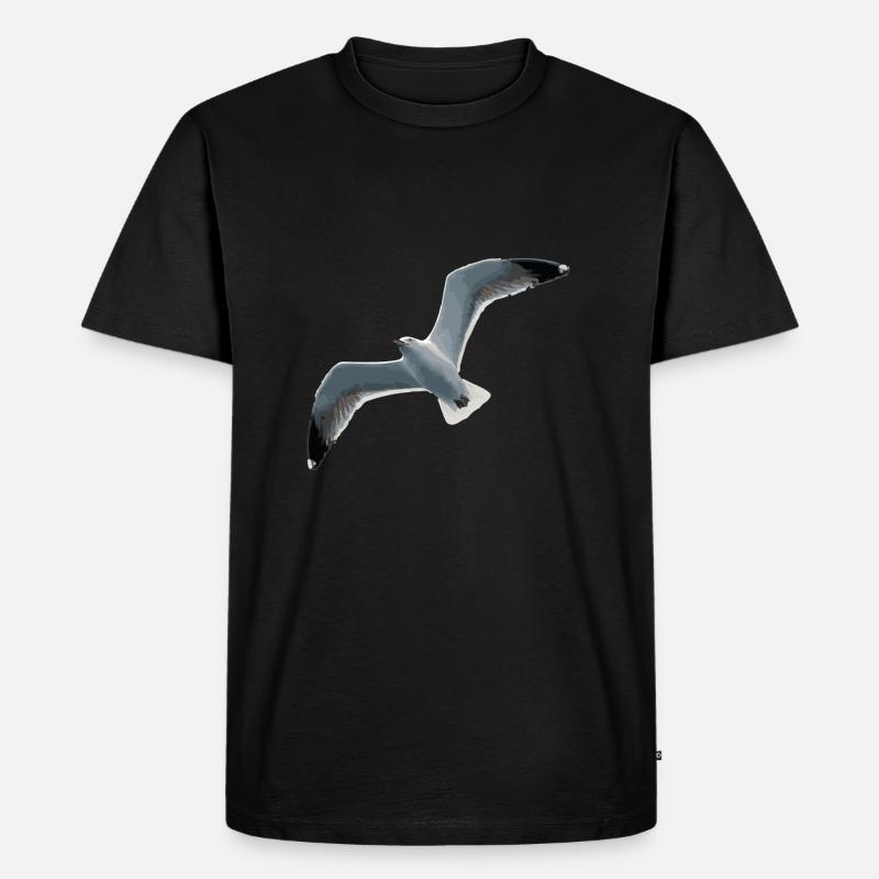 Möwe - Männer Premium Bio T-Shirt - Schwarz