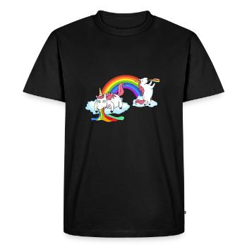 Unicorn vomiting while drinking - Men's Premium Organic T-Shirt - black - Front - Nico (187cm)