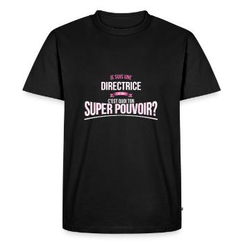 Directrice super pouvoir cadeau - T-shirt Premium bio Homme - noir - Devant - Nico (187cm)