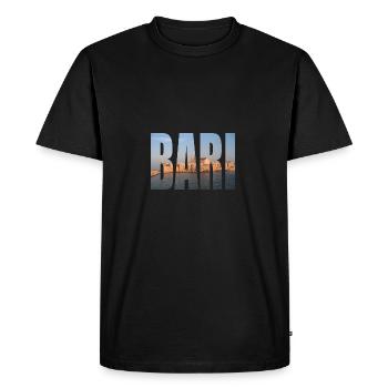 Bari Italy - Men's Premium Organic T-Shirt - black - Front - Nico (187cm)