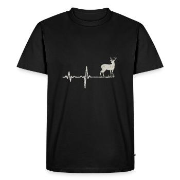 Gift heartbeat deer - Men's Premium Organic T-Shirt - black - Front - Nico (187cm)