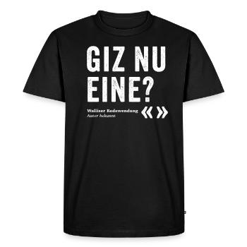 GIZ NU ONE? - Men's Premium Organic T-Shirt - black - Front - Nico (187cm)