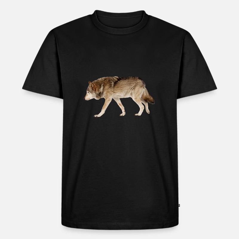 Wolf - Männer Premium Bio T-Shirt - Schwarz