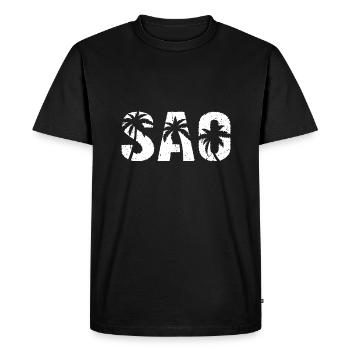 Palmiers de Sao Beach - T-shirt Premium bio Homme - noir - Devant - Nico (187cm)