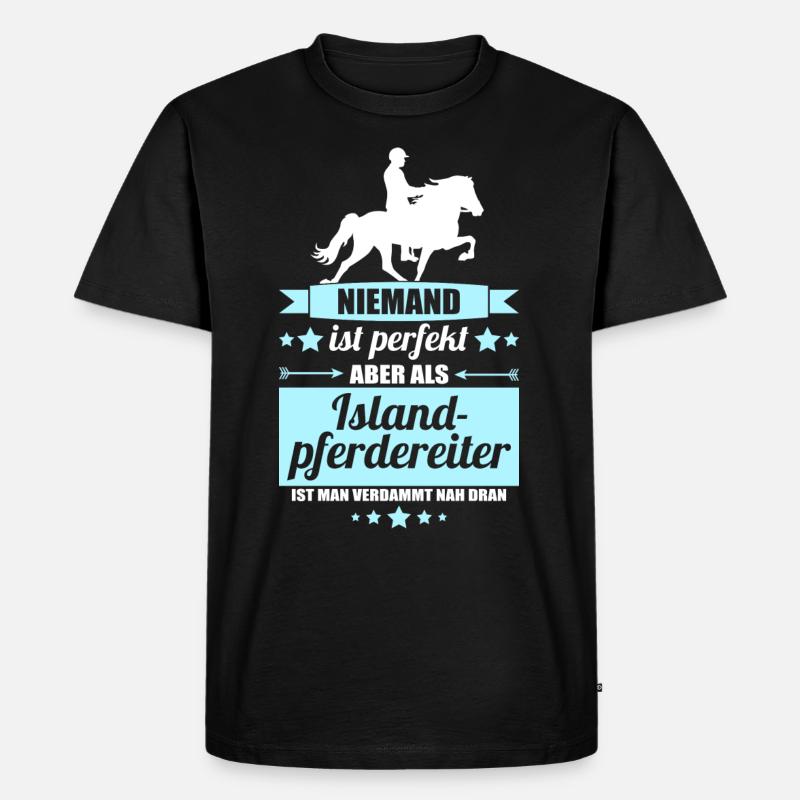 Islandpferdereiter - Männer Premium Bio T-Shirt - Schwarz